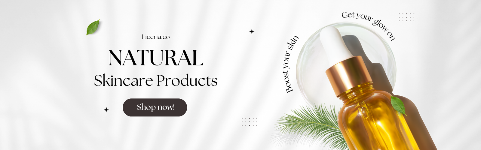 White Black Modern Natural Skincare Products Banner